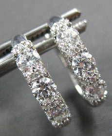 1.02CT DIAMOND 18KT WHITE GOLD 3D 3 STONE PAST PRESENT FUTURE LEVERBACK EARRINGS