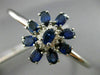 ESTATE LARGE 5.30CT DIAMOND & SAPPHIRE 14KT WHITE GOLD 3D FLOWER BANGLE BRACELET