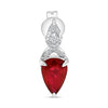 2.79CT DIAMOND & AAA RUBY 18K WHITE GOLD 3D SOLITAIRE TEAR DROP HANGING EARRINGS
