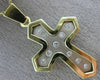 ESTATE LARGE .30CT DIAMOND 14KT TWO TONE GOLD CLASSIC ETOILE CROSS PENDANT #2684