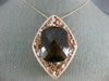 EXTRA LARGE 76.83CT DIAMOND & AAA SMOKEY TOPAZ 14K ROSE GOLD 3D FILIGREE PENDANT