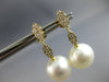 ESTATE LARGE .45CT DIAMOND & AAA SOUTH SEA PEARL 18KT YELLOW GOLD CLASSIC LEAF EARRINGS