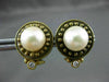 ANTIQUE .14CT DIAMOND & AAA SOUTH SEA PEARL 14KT YELLOW GOLD 3D EARRINGS #17204