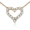 ESTATE .67CT ROUND DIAMOND 14KT YELLOW GOLD 3D CLASSIC OPEN HEART LOVE NECKLACE