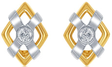 .50CT DIAMOND 14K WHITE & YELLOW GOLD SOLITAIRE SQUARE GEOMETRICAL STUD EARRINGS