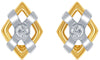 .50CT DIAMOND 14K WHITE & YELLOW GOLD SOLITAIRE SQUARE GEOMETRICAL STUD EARRINGS