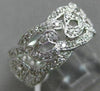 ESTATE WIDE .75CT DIAMOND 14KT WHITE GOLD LEAF FILIGREE WEDDING ANNIVERSARY RING
