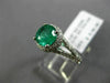 ESTATE 1.39CT DIAMOND & AAA COLOMBIAN EMERALD 14KT WHITE GOLD 3D ENGAGEMENT RING