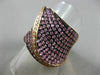 ESTATE LARGE 2.73CT DIAMOND & PINK SAPPHIRE 18KT 2 TONE GOLD MULTI ROW LEAF RING