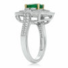 ESTATE WIDE 1.68CT DIAMOND & AAA EMERALD 18KT WHITE & YELLOW GOLD COCKTAIL RING