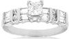 1.01CT DIAMOND 14KT WHITE GOLD 3D PRINCESS BAGUETTE & ROUND ENGAGEMENT RING