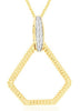 ESTATE .05CT DIAMOND 14K YELLOW GOLD 3D ROUND OPEN PENTAGON FUN FLOATING PENDANT