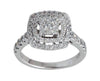 LARGE 1.0CT DIAMOND 14K WHITE GOLD SQUARE DOUBLE HALO SEMI ETERNITY PROMISE RING