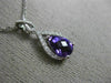 ESTATE 1.12CT DIAMOND & AAA AMETHYST 14KT WHITE GOLD TEAR DROP MILGRAIN PENDANT