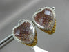 LARGE 15.01CT WHITE & FANCY YELLOW DIAMOND & QUARTZ 14KT WHITE GOLD 3D EARRINGS