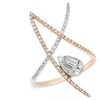 .51CT DIAMOND 18KT WHITE GOLD ROUND & BAGUETTE CLUSTER PEAR SHAPE ZIG ZAG RING