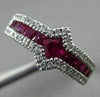 ESTATE 1.57CT DIAMOND & AAA RUBY 18KT WHITE GOLD 3D SIDEWAYS SQUARE PROMISE RING