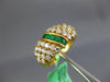 WIDE 1.60CT DIAMOND & AAA EMERALD 18KT YELLOW GOLD 3D ROUND & BAGUETTE FUN RING