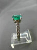 ESTATE 1.50CT DIAMOND & AAA EMERALD 14KT WHITE GOLD OVAL ENGAGEMENT RING #12490