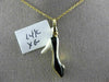 ESTATE 14K YELLOW GOLD 3D WHITE & BLACK ENAMEL LADY HIGH HEEL SHOE PENDANT CHAIN