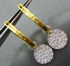 ESTATE .57CT DIAMOND 14KT 2 TONE GOLD 3D PAVE CIRCULAR HOOP FUN EARRINGS #20819