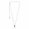 ESTATE .65CT DIAMOND & AAA SAPPHIRE 18KT WHITE GOLD 3D TEAR DROP HALO NECKLACE