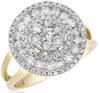 ESTATE 1.22CT DIAMOND 14KT 2 TONE GOLD 3D MULTI ROW CLUSTER FLOWER LOVE RING