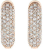 ESTATE WIDE .89CT DIAMOND 18KT ROSE GOLD MULTI ROW CLASSIC PAVE HUGGIE EARRINGS