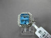 ESTATE LARGE 3.20CT DIAMOND & AAA BLUE TOPAZ 14KT WHITE GOLD 3D EMERALD CUT RING