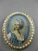 ANTIQUE LARGE QUEEN PEARL 14KT YELLOW GOLD LADY CAMEO FILIGREE PIN PENDANT #2694