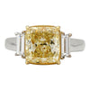 ESTATE EXTRA LARGE 5.72CT WHITE & CANARY DIAMOND 18K 2 TONE GOLD ENGAGEMENT RING