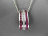 ESTATE LARGE 1.57CTW DIAMONDS & AAA RUBY 14KT WHITE GOLD SLIDE PENDANT & CHAIN