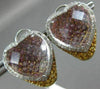 LARGE 15.01CT WHITE & FANCY YELLOW DIAMOND & QUARTZ 14KT WHITE GOLD 3D EARRINGS