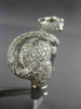 EXTRA LARGE 4.61CT DIAMOND & AAA TSAVORITE 18KT WHITE GOLD 3D TIGER PANTHER RING