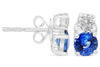 1.55CT DIAMOND & AAA SAPPHIRE14K WHITE GOLD ROUND DOUBLE SOLITAIRE STUD EARRINGS