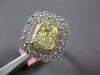 LARGE 5.57CT WHITE & FANCY YELLOW DIAMOND 18K 2 TONE GOLD FLOWER ENGAGEMENT RING