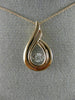 ESTATE .03CT DIAMOND 14K WHITE & ROSE GOLD 3D CLUSTER TEAR DROP FILIGREE PENDANT