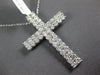 ESTATE LARGE 2.0CT DIAMOND 14KT WHITE GOLD 3D CLASSIC TWO ROW CROSS PENDANT