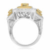 ESTATE 2.44CT WHITE & FANCY YELLOW DIAMOND 18KT 2 TONE GOLD HALO ENGAGEMENT RING