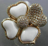 ESTATE EXTRA LARGE 1.90CT DIAMOND & AAA AGATE 18K ROSE GOLD 3D HEART FLOWER RING