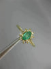 ESTATE .45CT DIAMOND & AAA EMERALD 14KT YELLOW GOLD 3D OVAL FLOWER RING #21761