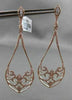 ESTATE LARGE 1.33CT DIAMOND 14KT ROSE GOLD 3D FILIGREE MILGRAIN HANGING EARRINGS