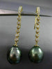 ESTATE LARGE .36CT DIAMOND 18KT YELLOW GOLD AAA TAHITIAN PEARL HANGING EARRINGS