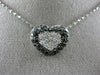 ESTATE 1.22CT WHITE & BLACK DIAMOND 14K WHITE GOLD LOVE HEART PENDANT CHAIN #586