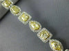 LARGE 11.36CT WHITE & FANCY YELLOW DIAMOND 18KT TWO TONE GOLD 3D TENNIS BRACELET