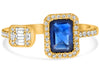 1.28CT DIAMOND & AAA SAPPHIRE 14K YELLOW GOLD EMERALD CUT SOLITAIRE TENSION RING