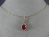 ESTATE 1.15CT DIAMOND & AAA OVAL RUBY 14KT ROSE GOLD 3D CLASSIC FLOATING PENDANT