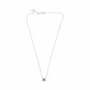 ESTATE .59CT DIAMOND & AAA PINK SAPPHIRE 18KT WHITE GOLD 3D OVAL HALO NECKLACE