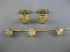 ESTATE LARGE 2.0CT DIAMOND 14K YELLOW 3D HEXAGON MENS CUFFLINKS & SHIRT STUD SET