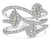 LARGE 1.07CT DIAMOND 14KT WHITE GOLD MULTI SHAPE SOLITAIRE CRISS CROSS FUN RING